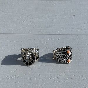 Paparazzi fashion rings stretch silvertone rhinestones size 7.5-8.5